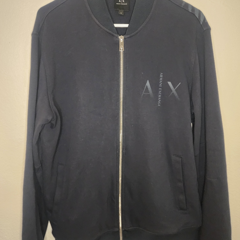 Armani Exchange Black Zip Up Sweater with High Collar